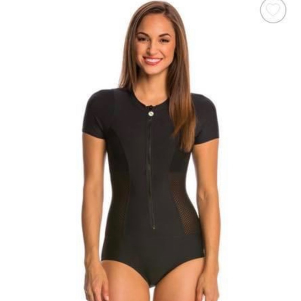 Good Karma Malibu Zip Short Sleeve One Swimsuit